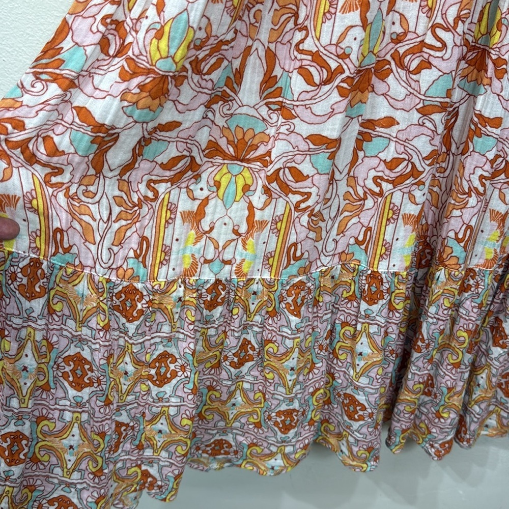 (R3) Anthropologie Florence Floral midi dress Lace collar and embroidered lace - Picture 5 of 14